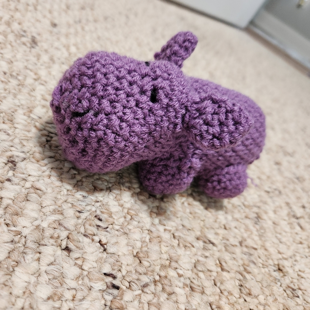 Crochet Purple Hippo - Picture 2 of 7